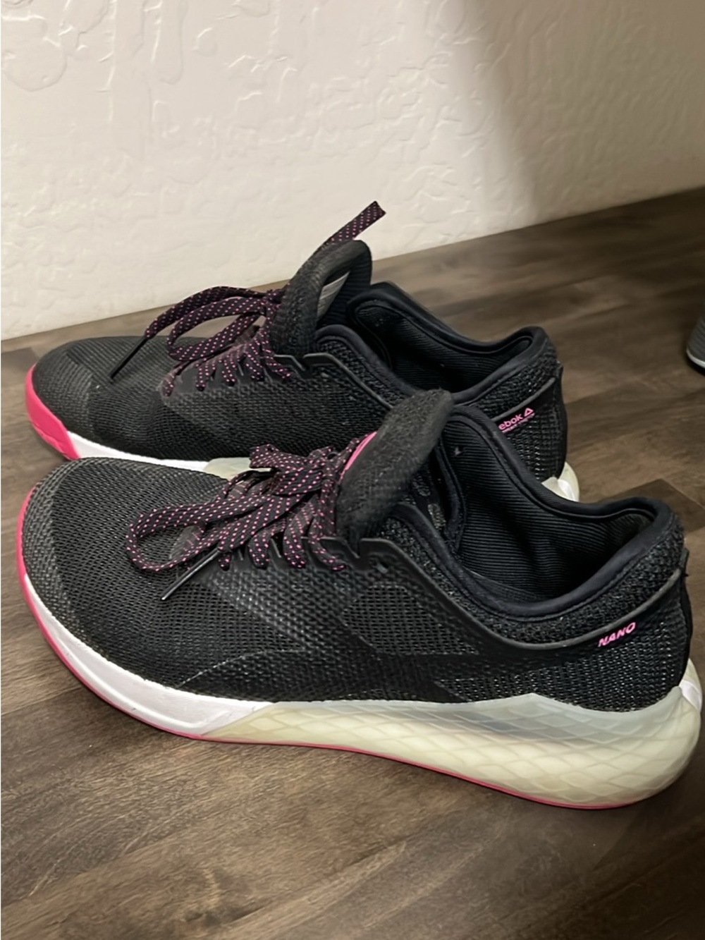 Reebok Black Athletic Shoes with Pink Accents